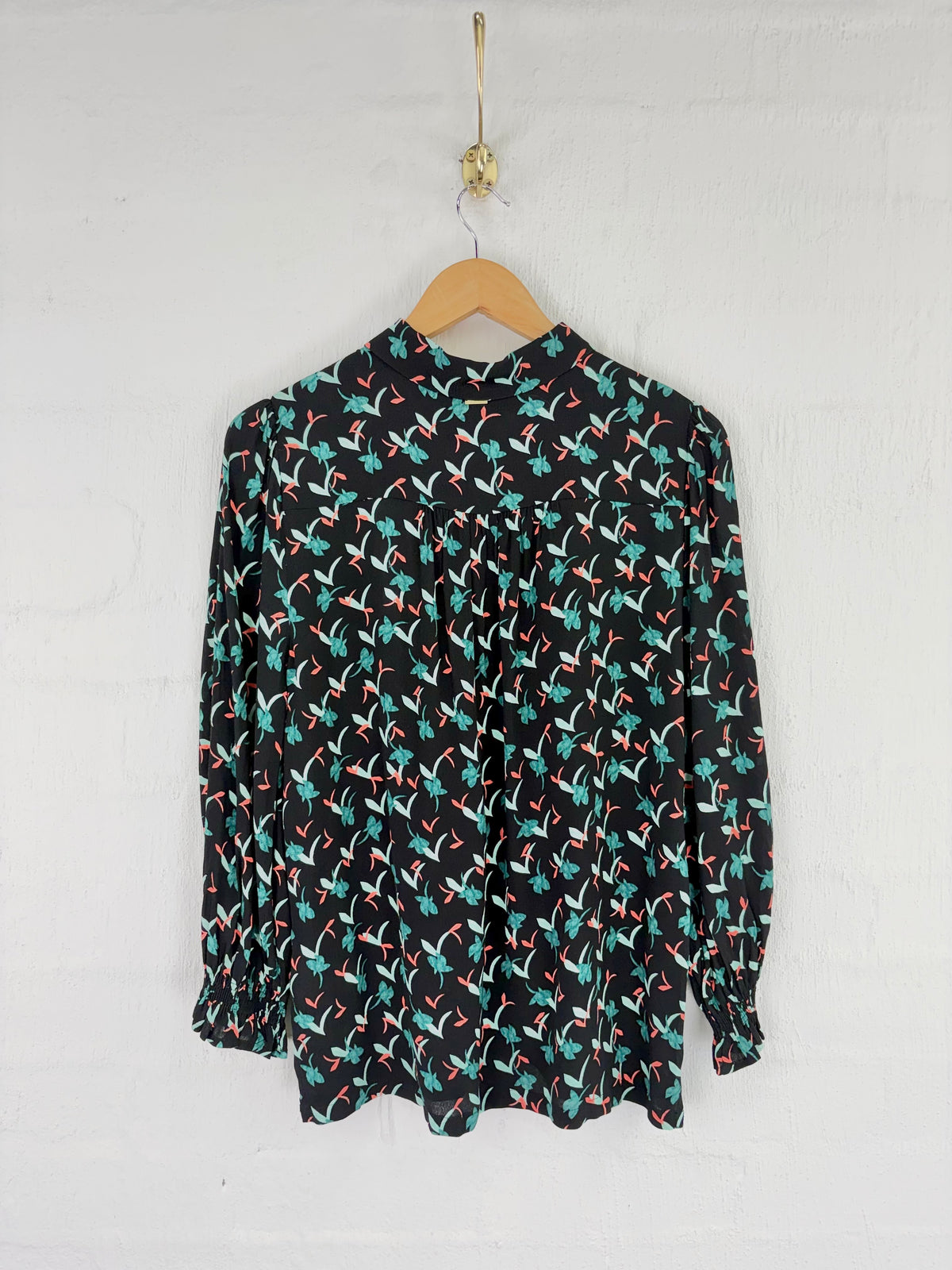 Pom Black Abstract Botanical Patterned Button-Down Blouse - AU8/10