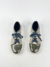 Lanvin Suede & Patent Leather Ash & Olive Sneakers - US8