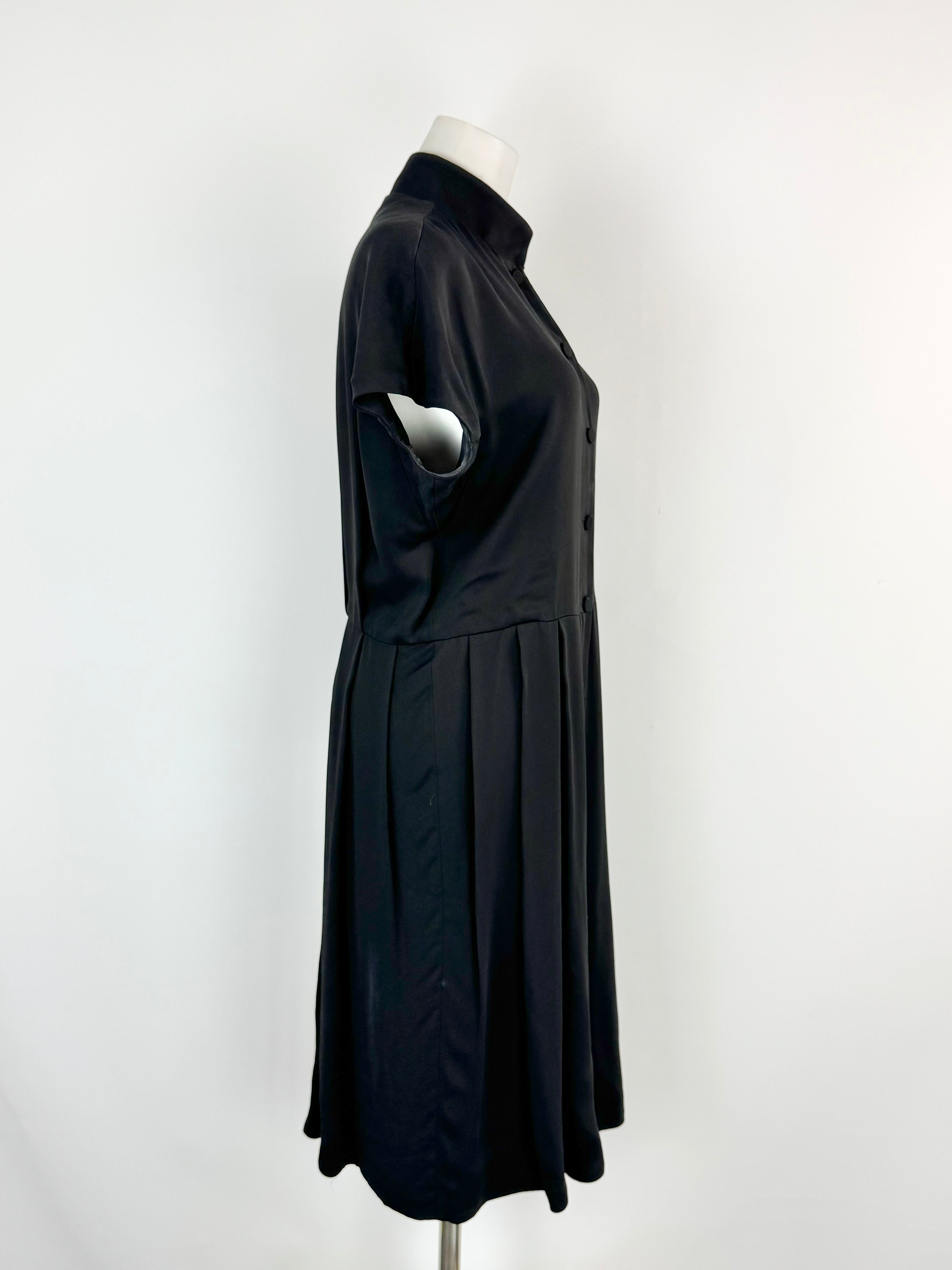 Bally Black Button Down Pleated Skirt Dress - AU10/12