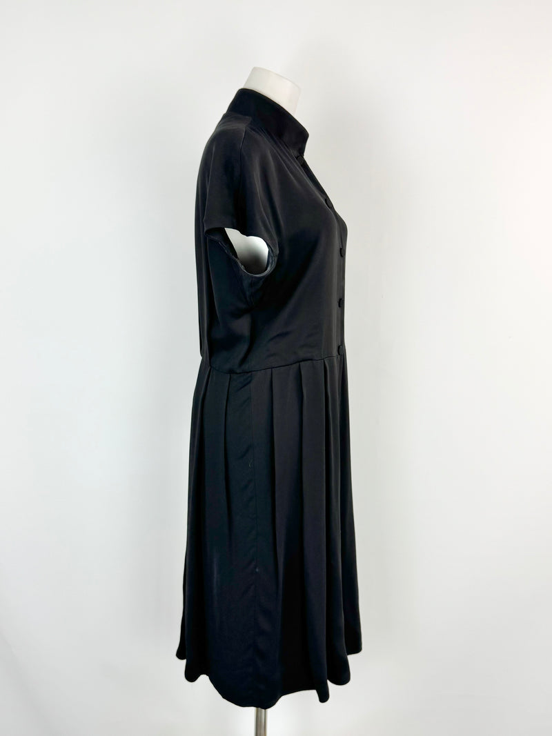 Bally Black Button Down Pleated Skirt Dress - AU10/12