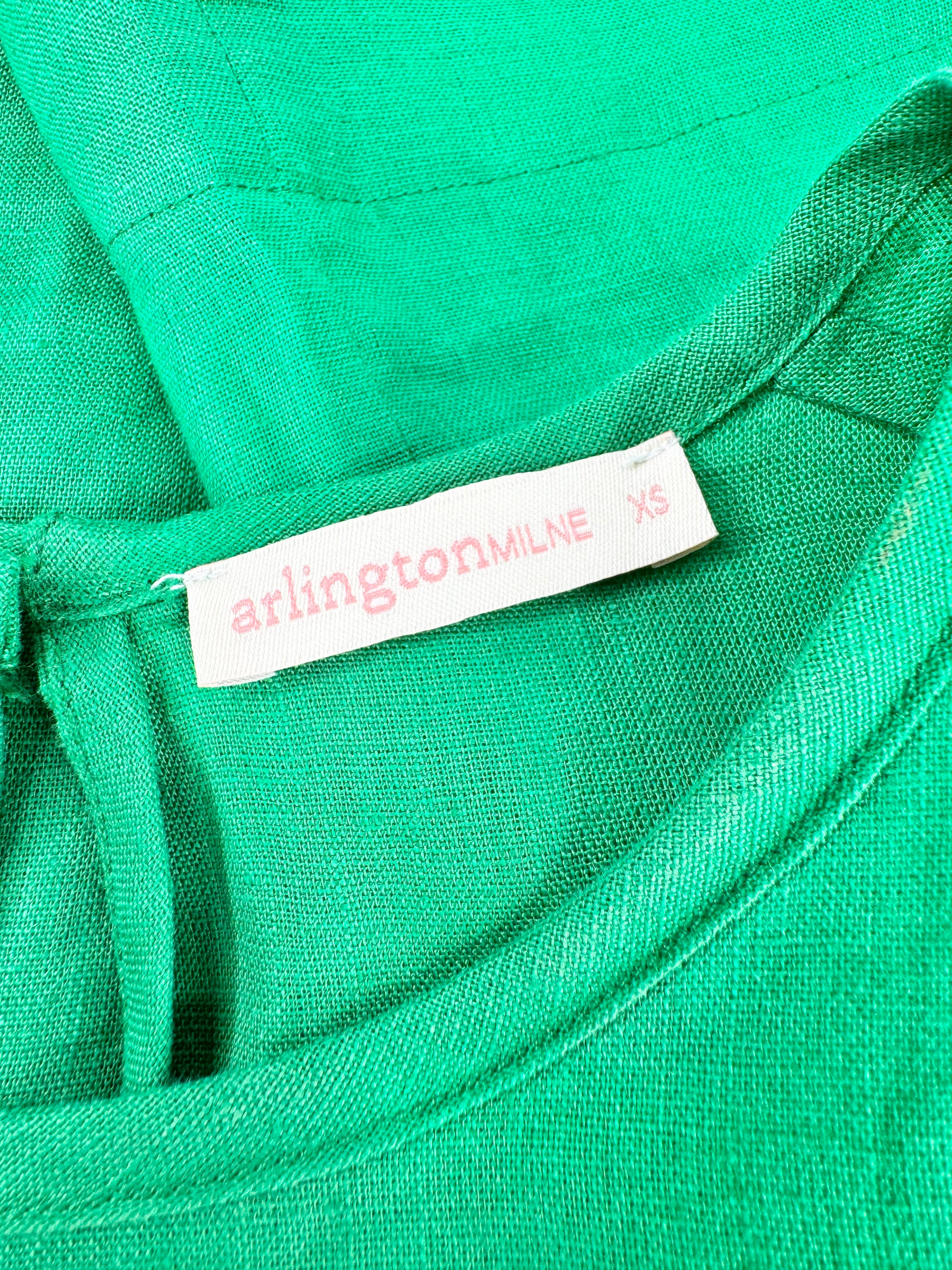 Arlington Milne Emerald Green Linen Blouse - AU6