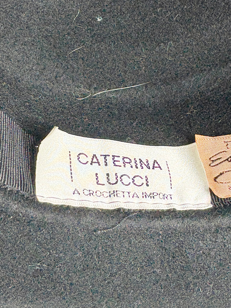 Caterina Lucci Vintage Black Felted Hat