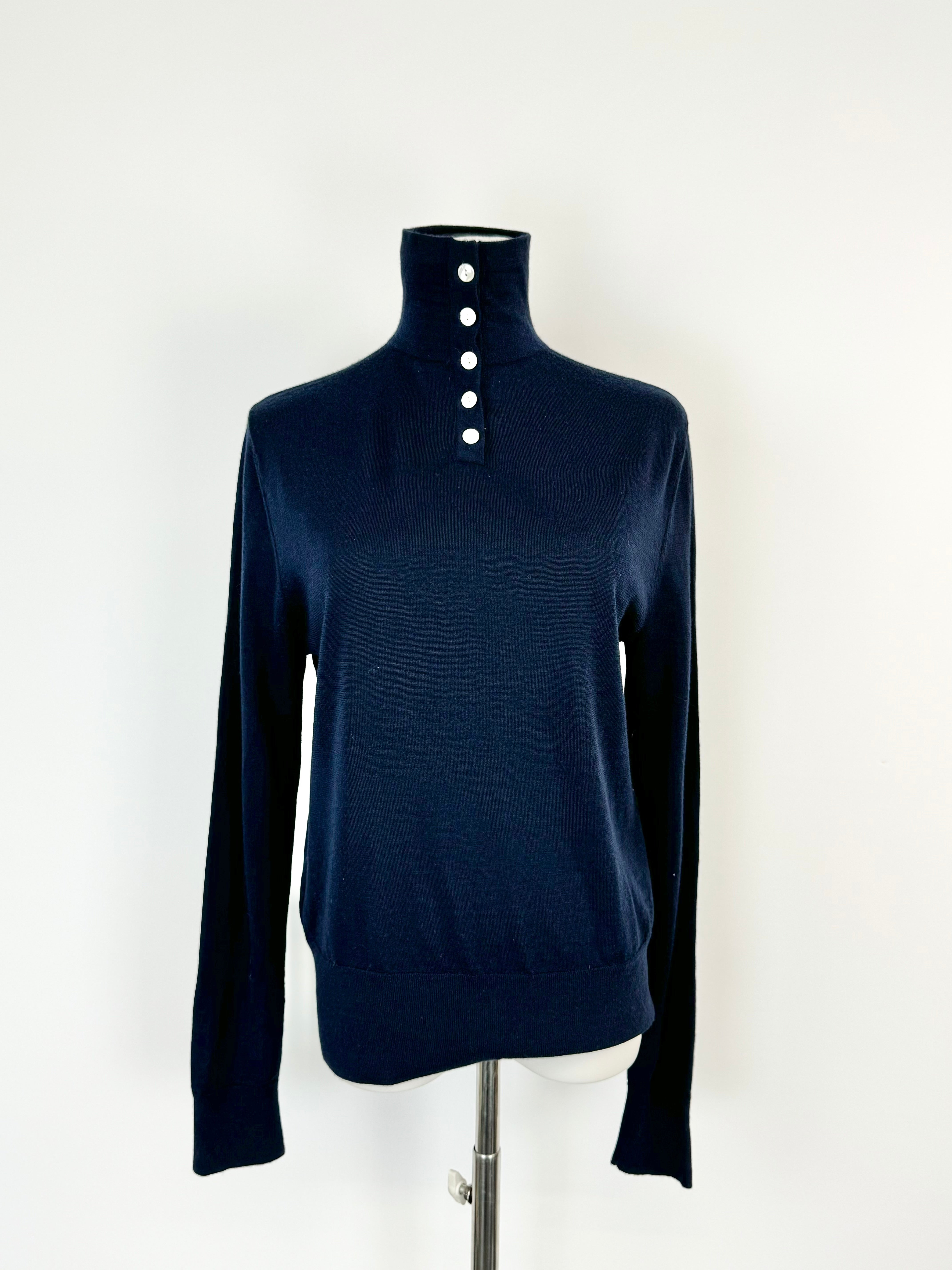 Bassike Knits Navy Merino Wool Skivvy - AU10