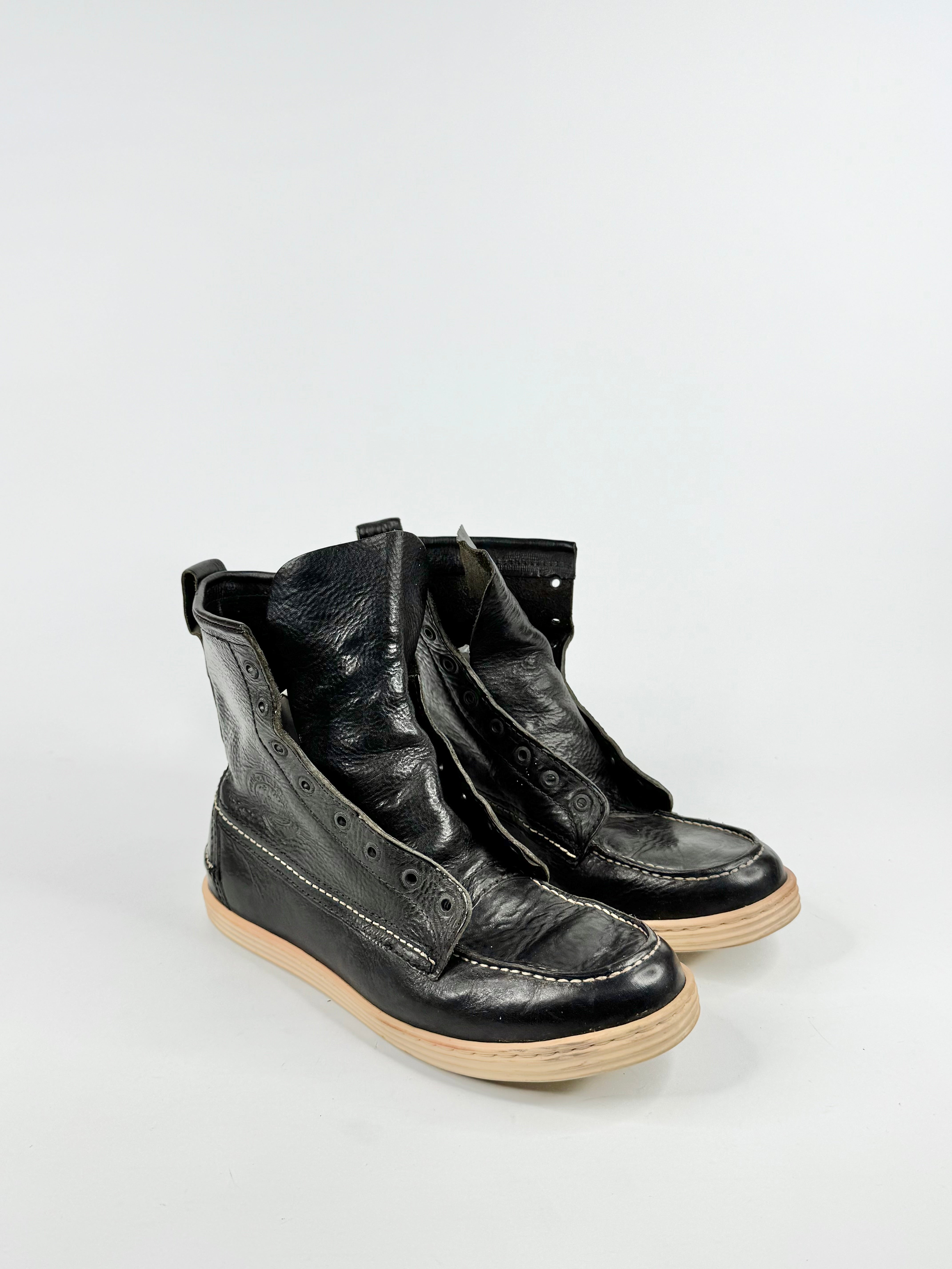 Preventi Black & Cream High Top Leather Boots - EU42