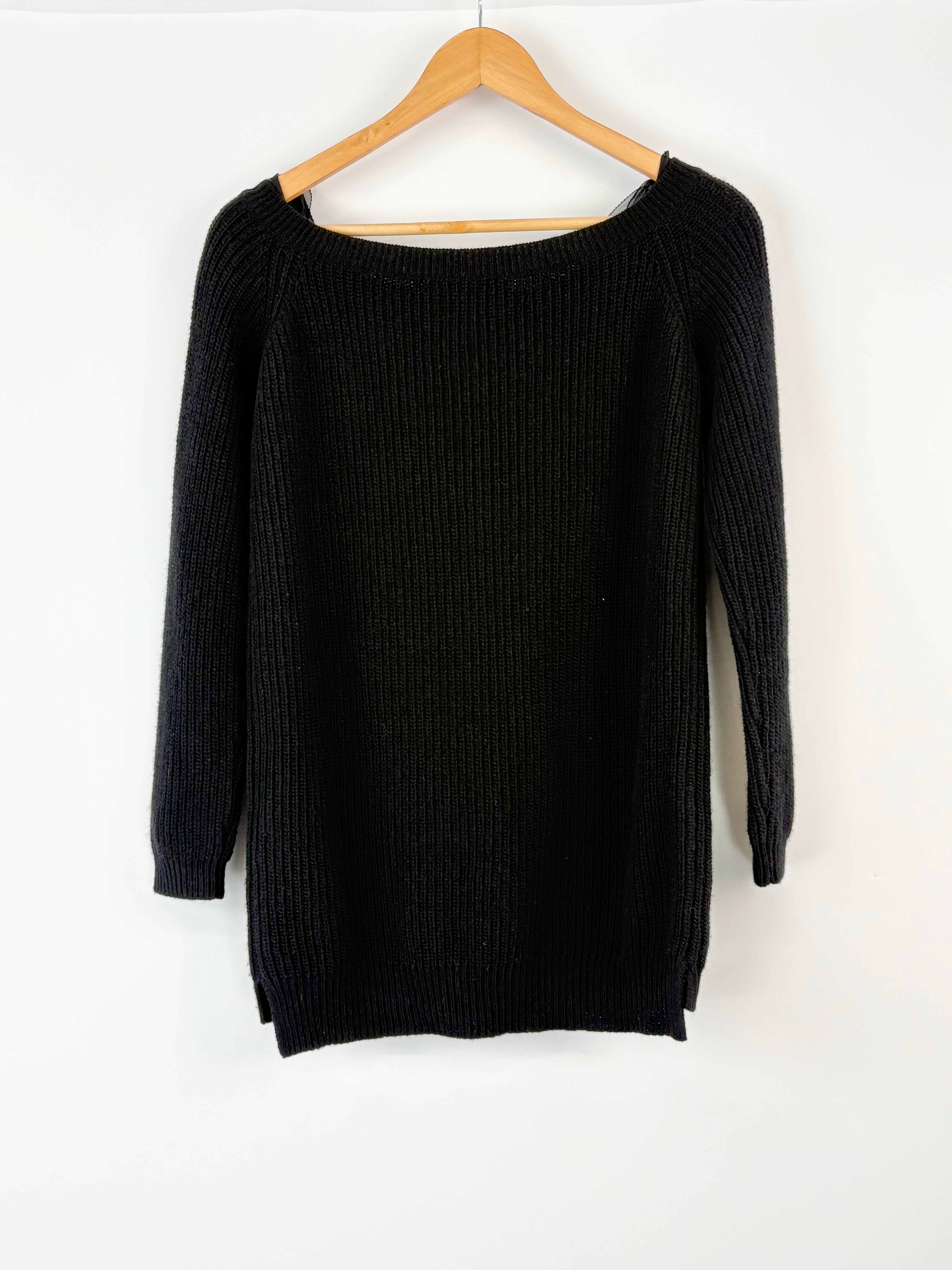 Valentino Black Ribbed Wool & Cashmere Blend 'Hearts & Daggers' Knit Sweater - AU8/10