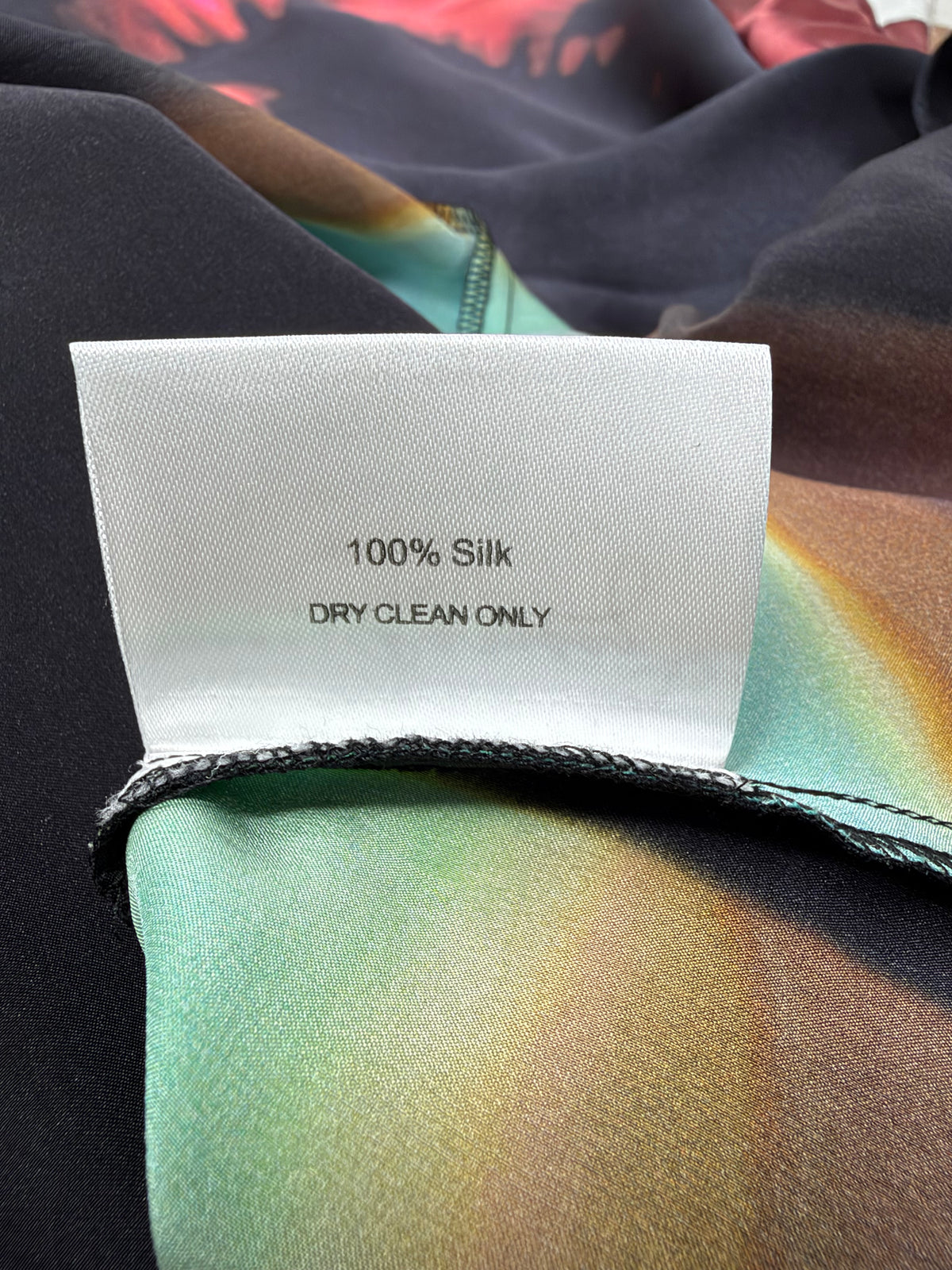 Jane Ramsay Multicolour Tree Patterned Silk Maxi Skirt - AU6/8