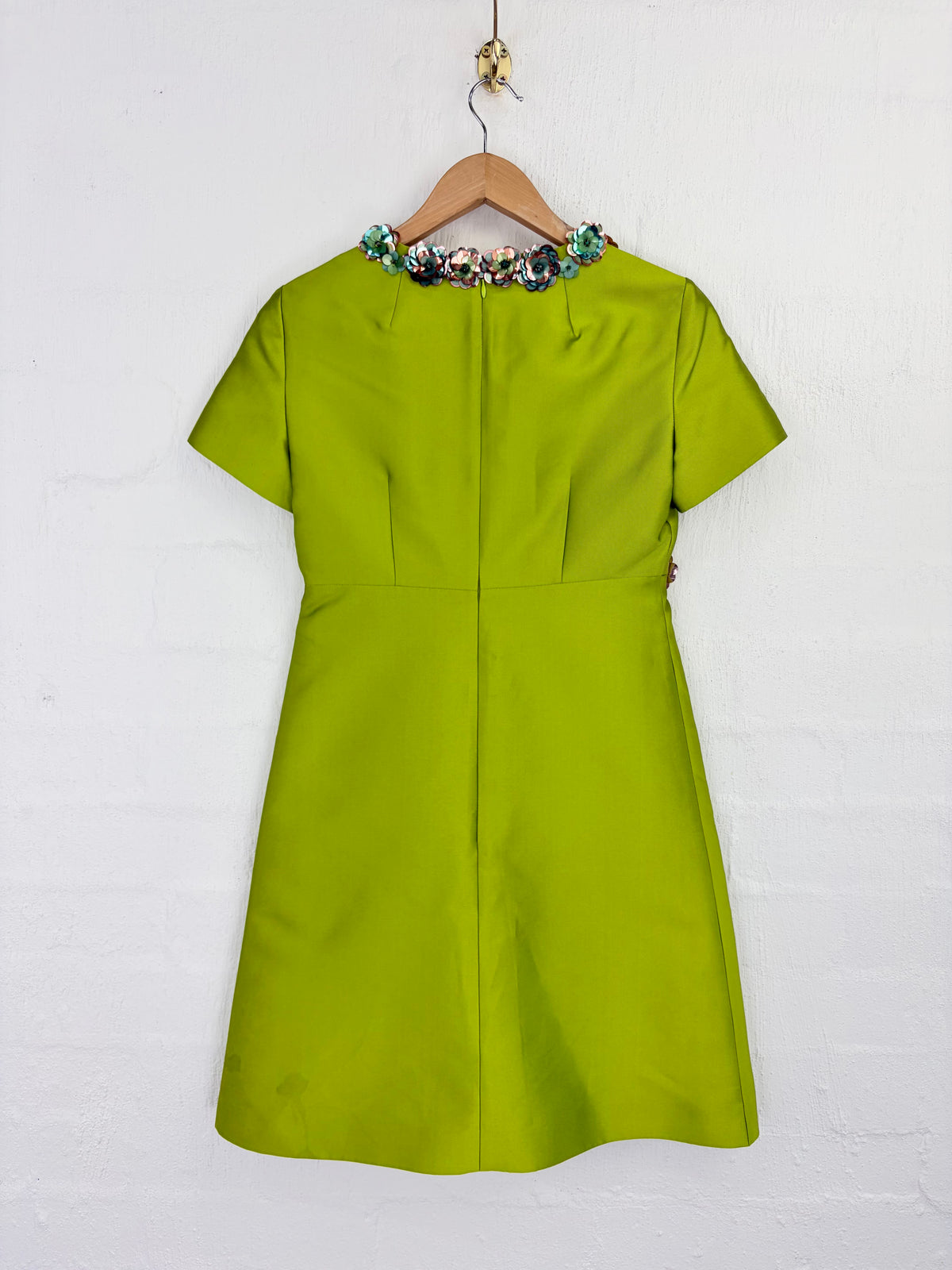 Paule Ka Chartreuse Structured Sequin Embellished Silk Blend Midi Dress - AU8/10