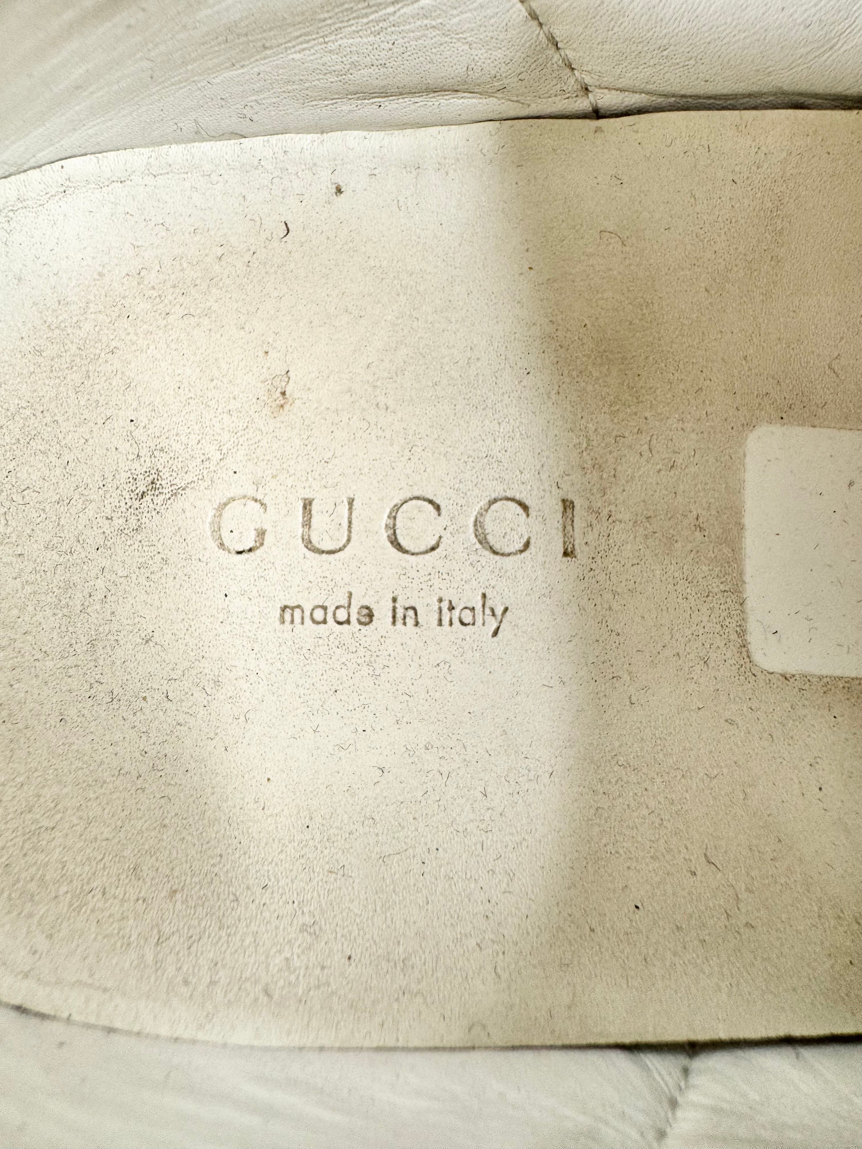 Gucci White Leather 'Ace' Bee Embroidered Sneakers - EU36.5