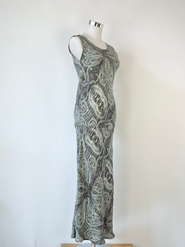 Hoss Silk Abstract Paisley Slip Dress - S
