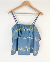 Rachel Antonoff Anthropologie Hawaiian Hula Girl Off Shoulder Ruffle Top - AU8