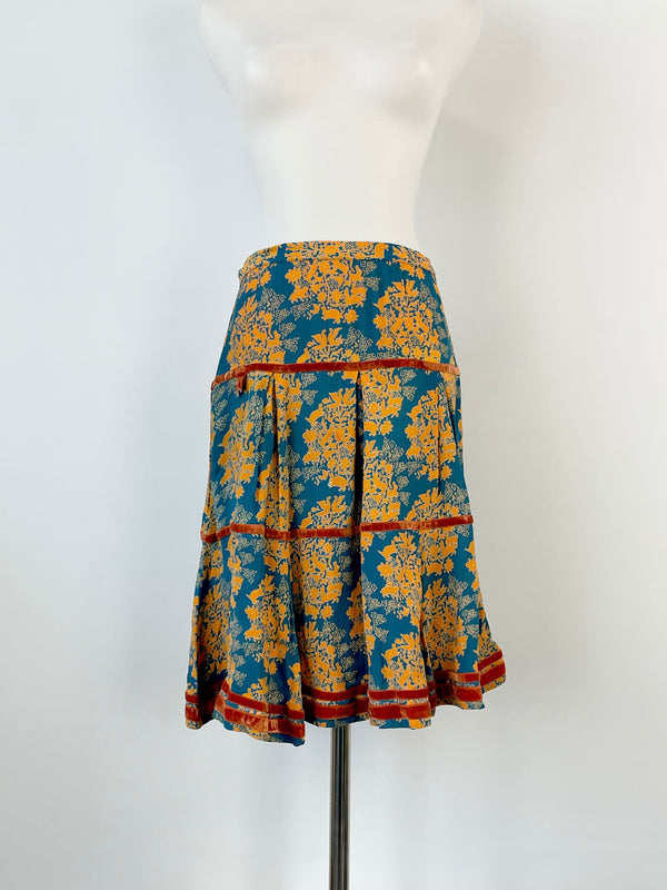 EP by Easton Pearson Teal & Orange Print Midi Skirt - AU8