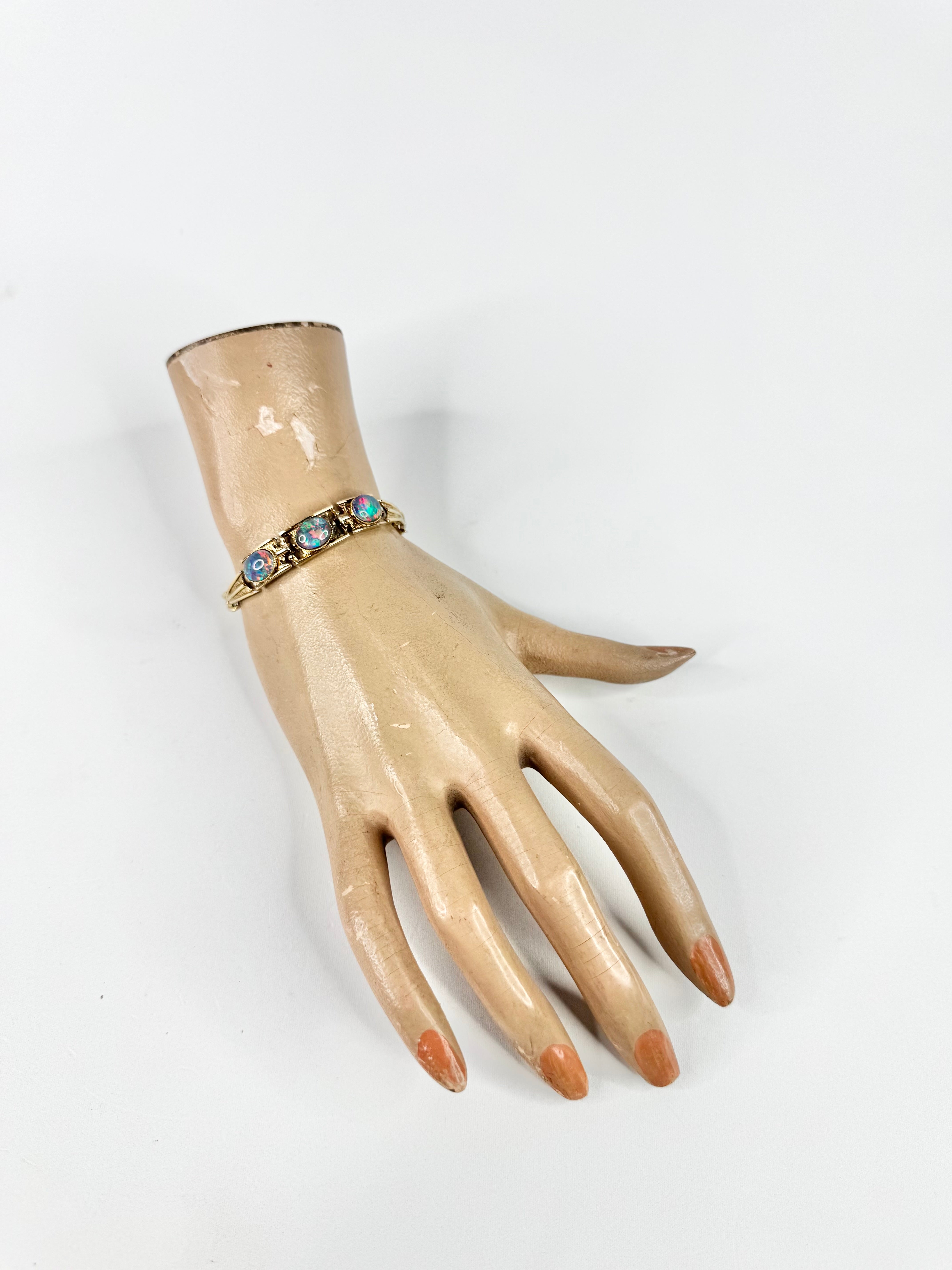 Vintage Gold Tone Costume Jewellery Faux Opal Bracelet