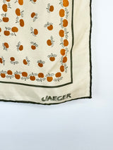 Vintage Jaeger Cream Apple Patterned Silk Scarf
