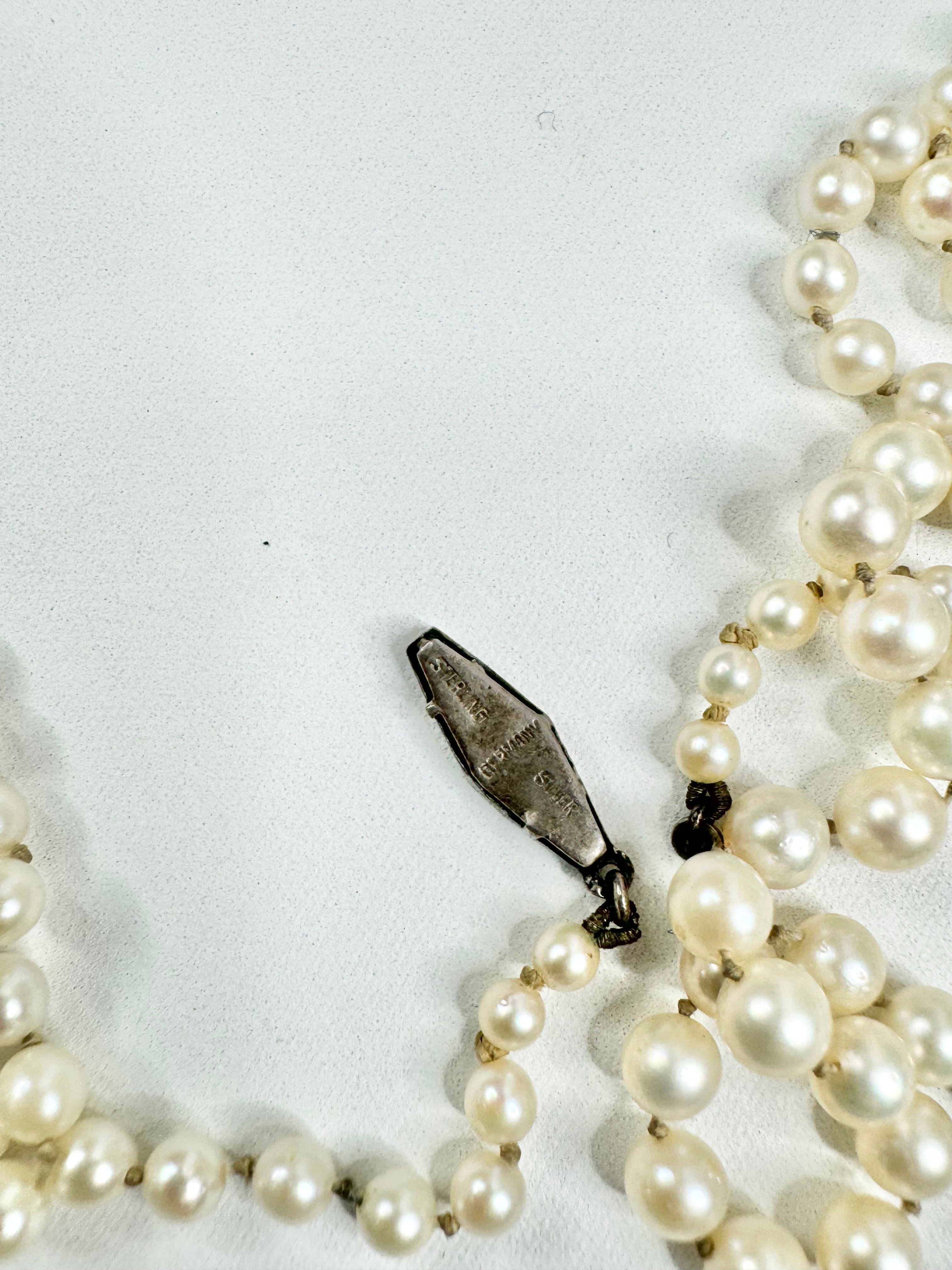Vintage Silver Art Deco & Freshwater Pearl Necklace - as is