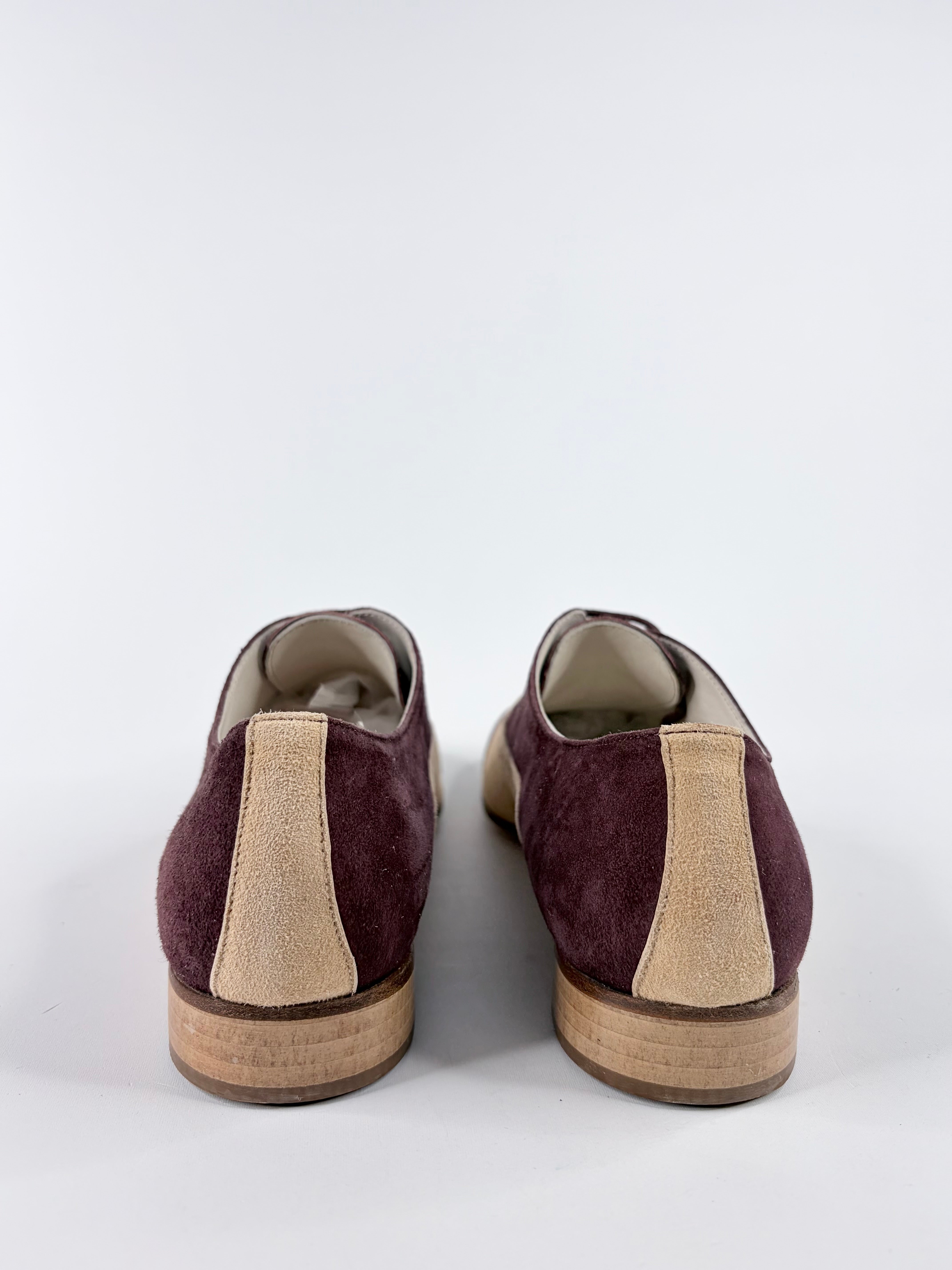 Habbot Cream & Bordeaux Suede Brogue Oxfords - EU38