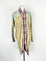 Catherine Andre Deep Gold & Aqua Waterfall Knitwear Cardigan - AU8