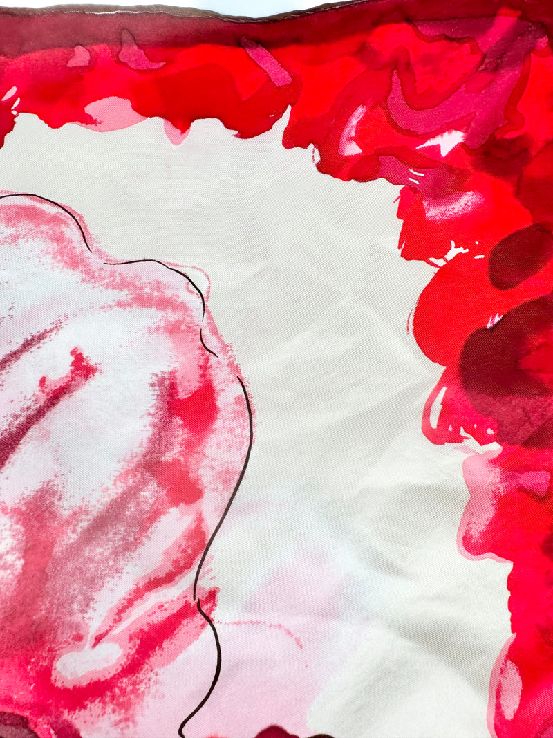 Fleurs d'Epoque Rose Pattern Silk Scarf