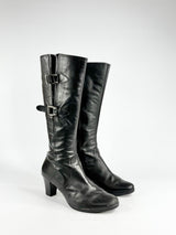 Gabor Black Leather Heeled Boots - 5.5