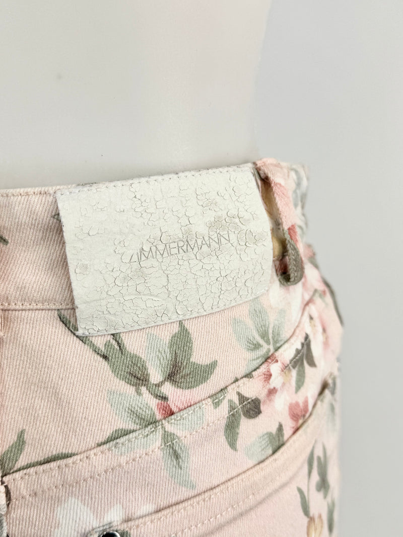 Zimmermann Soft Pink Floral Jeans - AU8