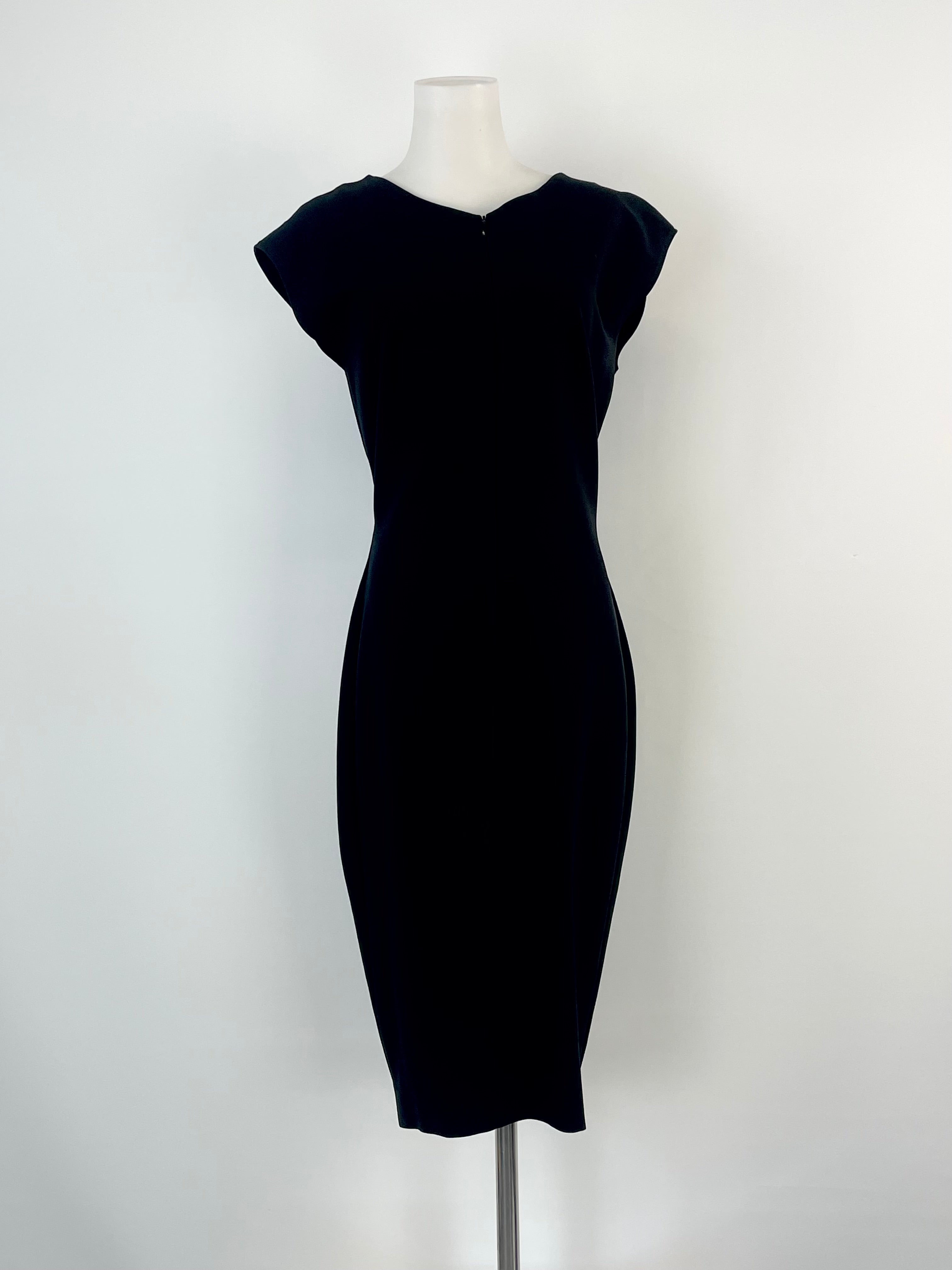 Escada Black Zip-Up Sheath Midi Dress - AU10