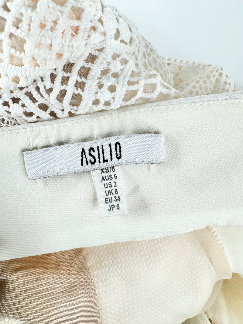 Asilio 'Nadia' White & Beige Lace Dress - AU8