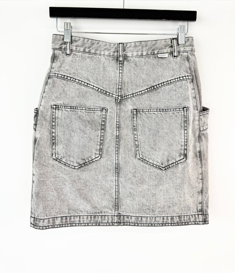 Isabel Marant Étoile Grey Stonewashed Denim Skirt - 40