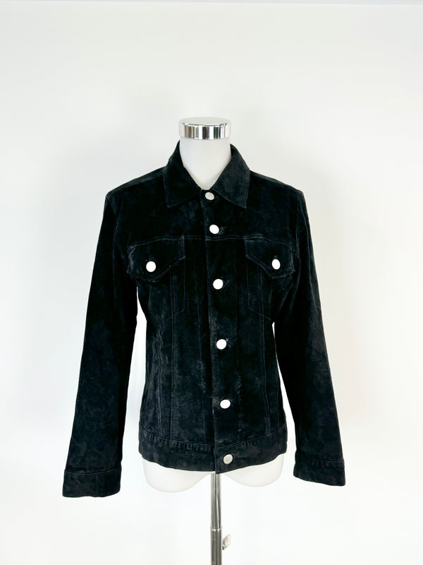 Black Suede Button Up Jacket - AU8