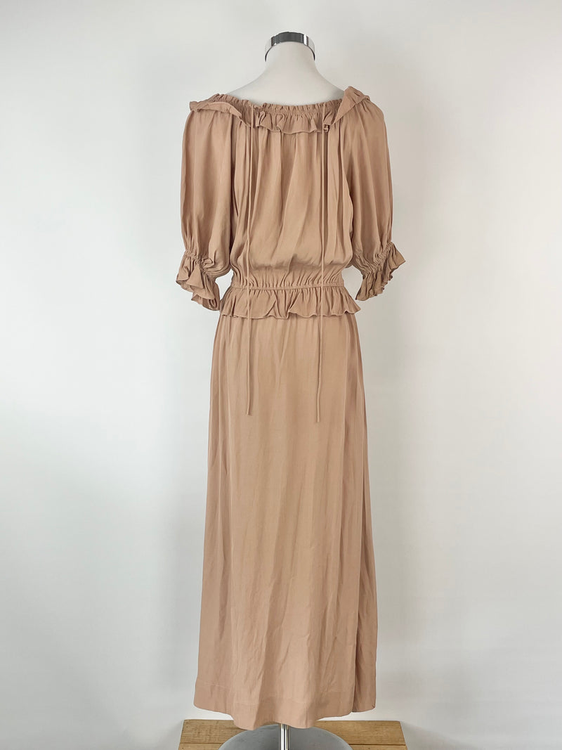 S/W/F Ruffled Sleeve Tan Maxi Dress - AU10