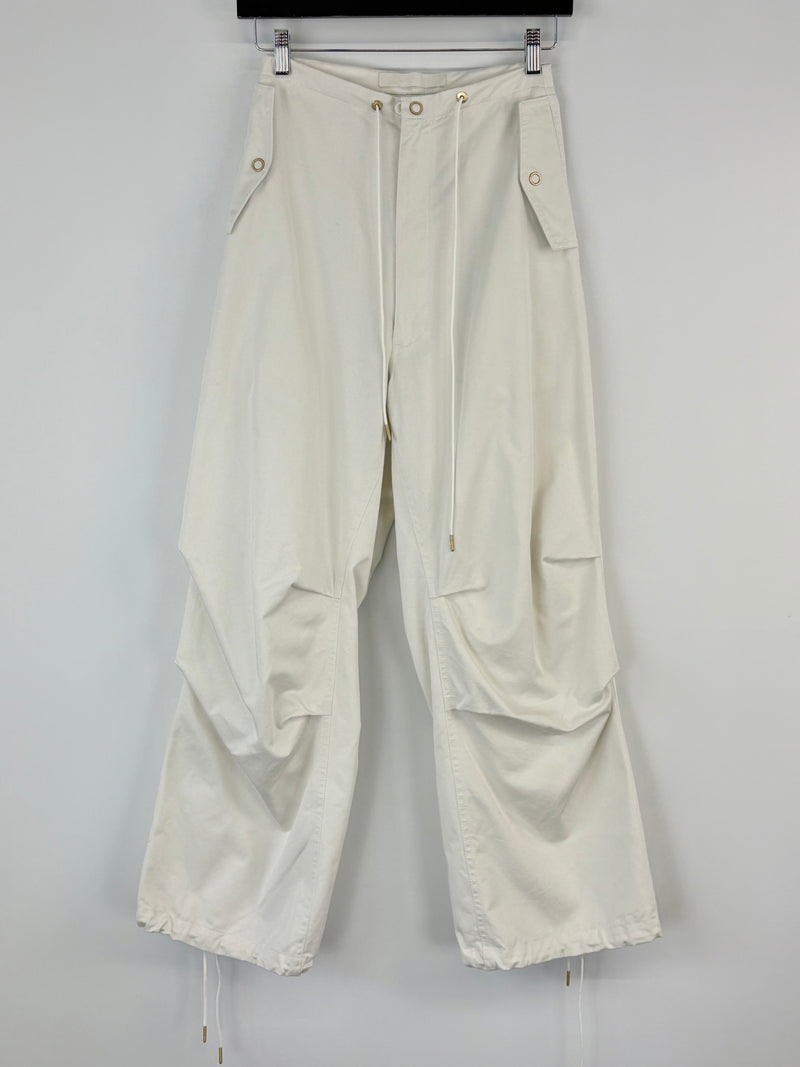 Dion Lee White Twill Parachute-Style Pants - AU6/8