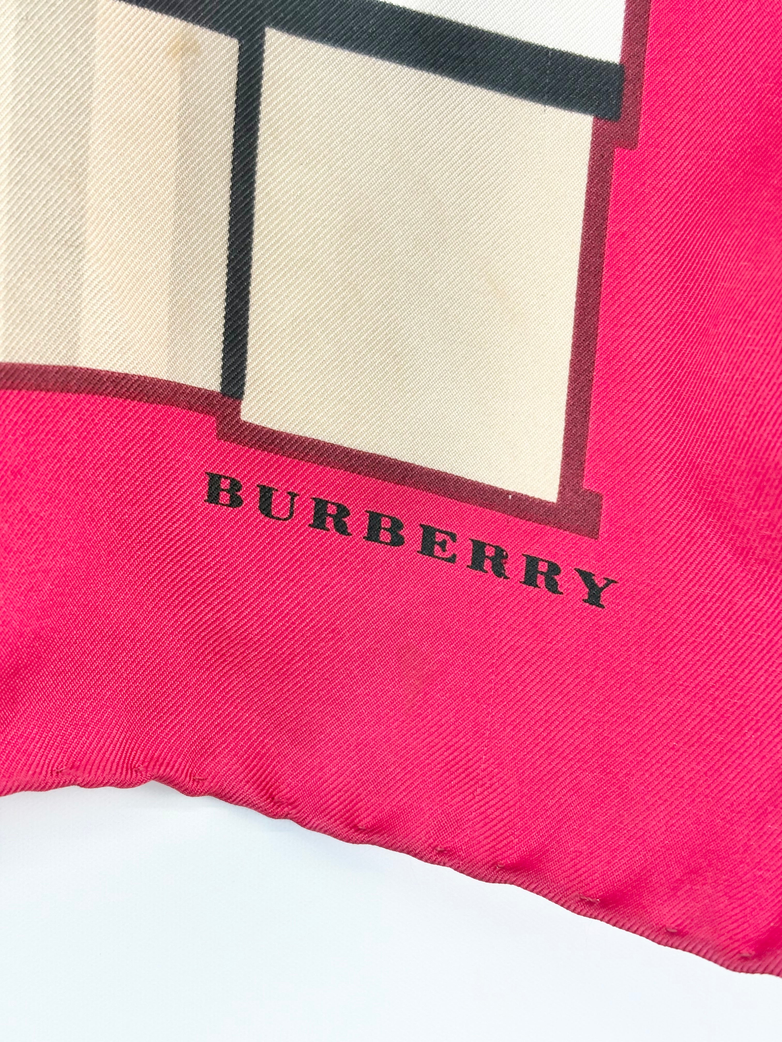 Burberry Silk Fuchsia & Check Neckerchief