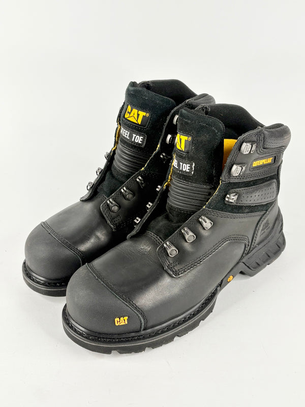 Caterpillar Black Leather 'Brakeman' Steel-Capped 6" Work Boots - EU41