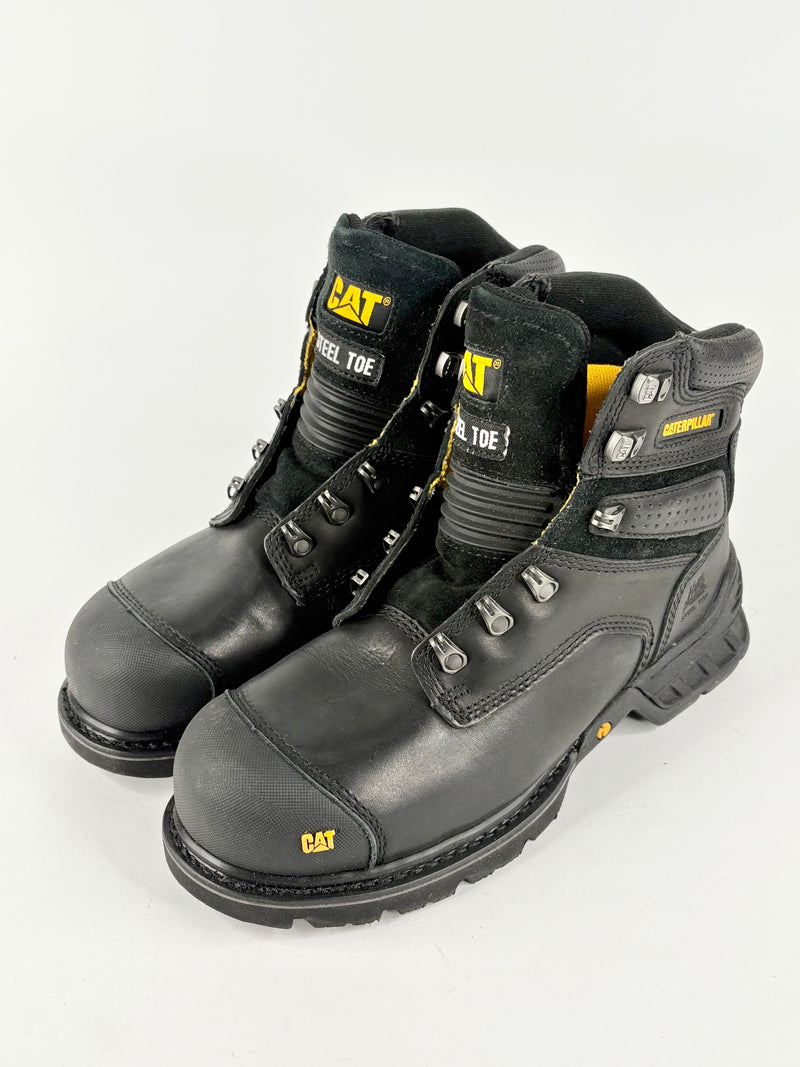 Caterpillar Black Leather 'Brakeman' Steel-Capped 6" Work Boots - EU41