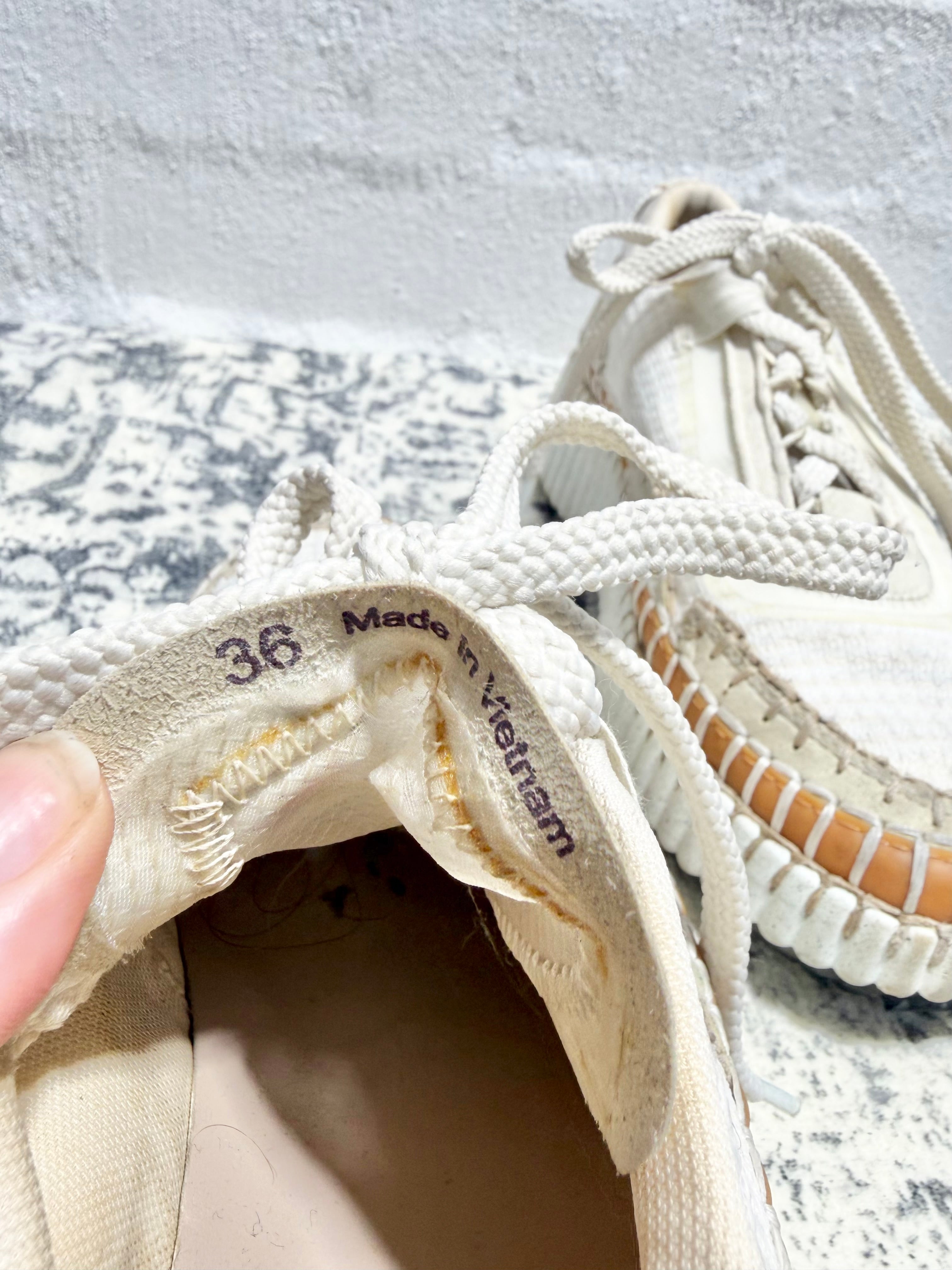 Chloé Tan and Cream 'Nama' Sneaker - EU36