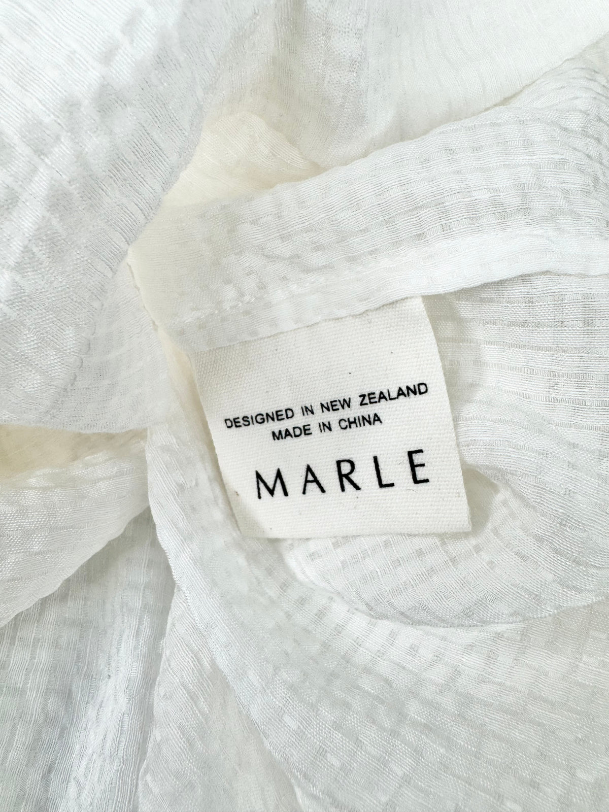 Marle White Seersucker Linen & Silk Blouse - AU10