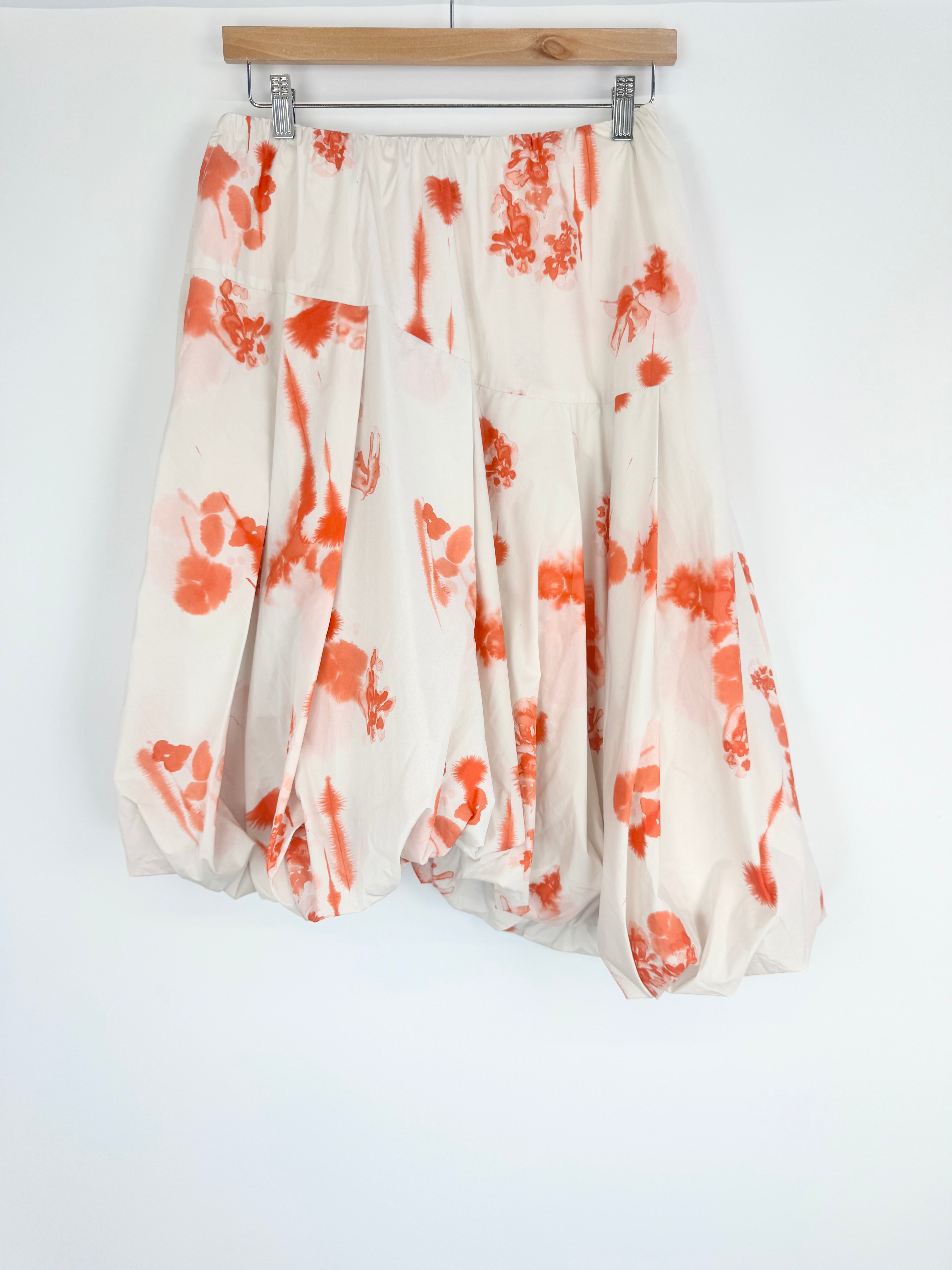 Lee Mathews White Watercolour Flour Patterned 'Fleur' Bubble Skirt NWT - AU10