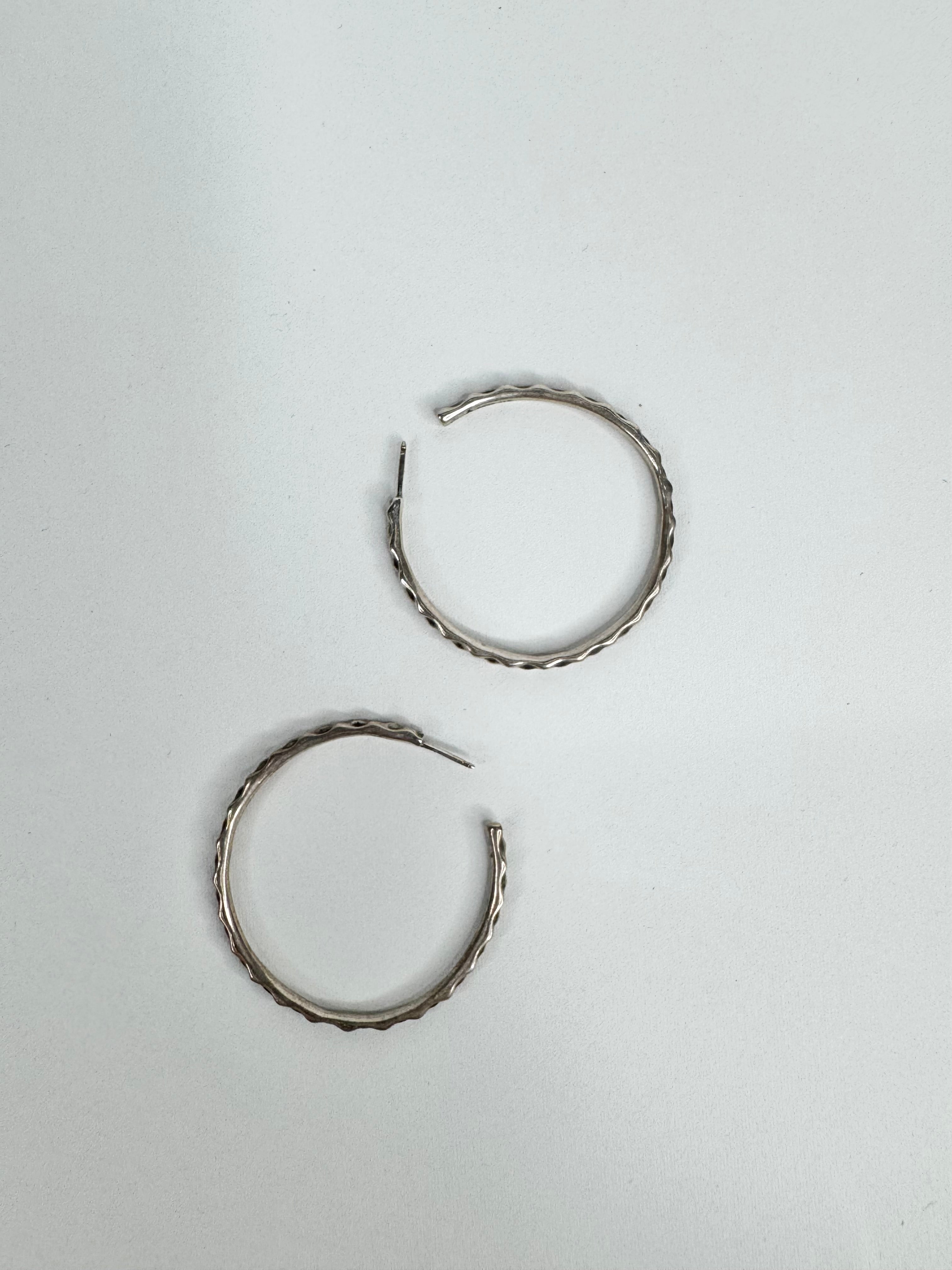 Pandora Silver Abstract Hoop Earrings