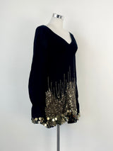 Karen Millen Black Silk Sequin-Embellished Blouse - AU8