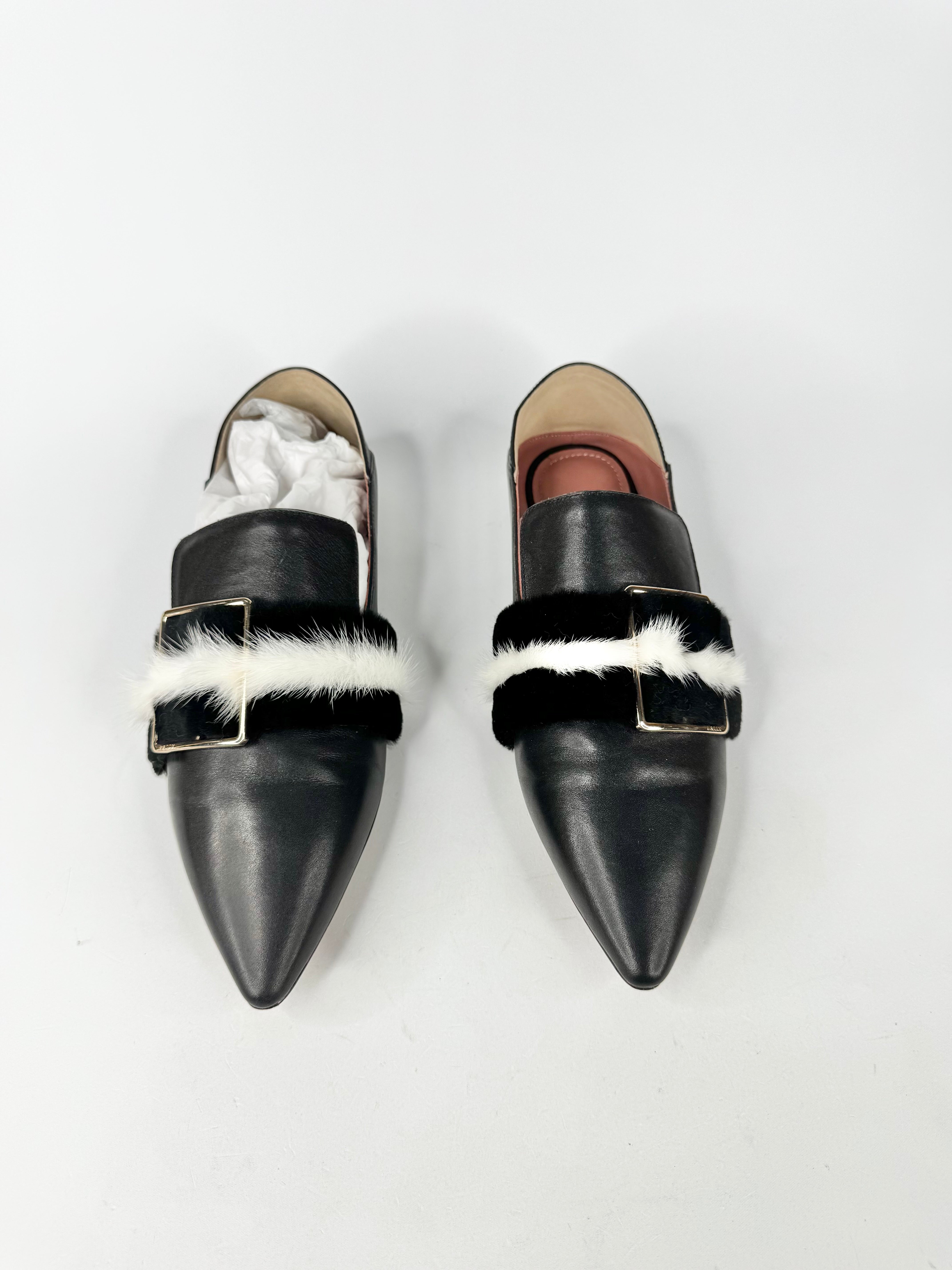 Bally Black & White 'Hamelia' Pointed Toe Mules - EU39