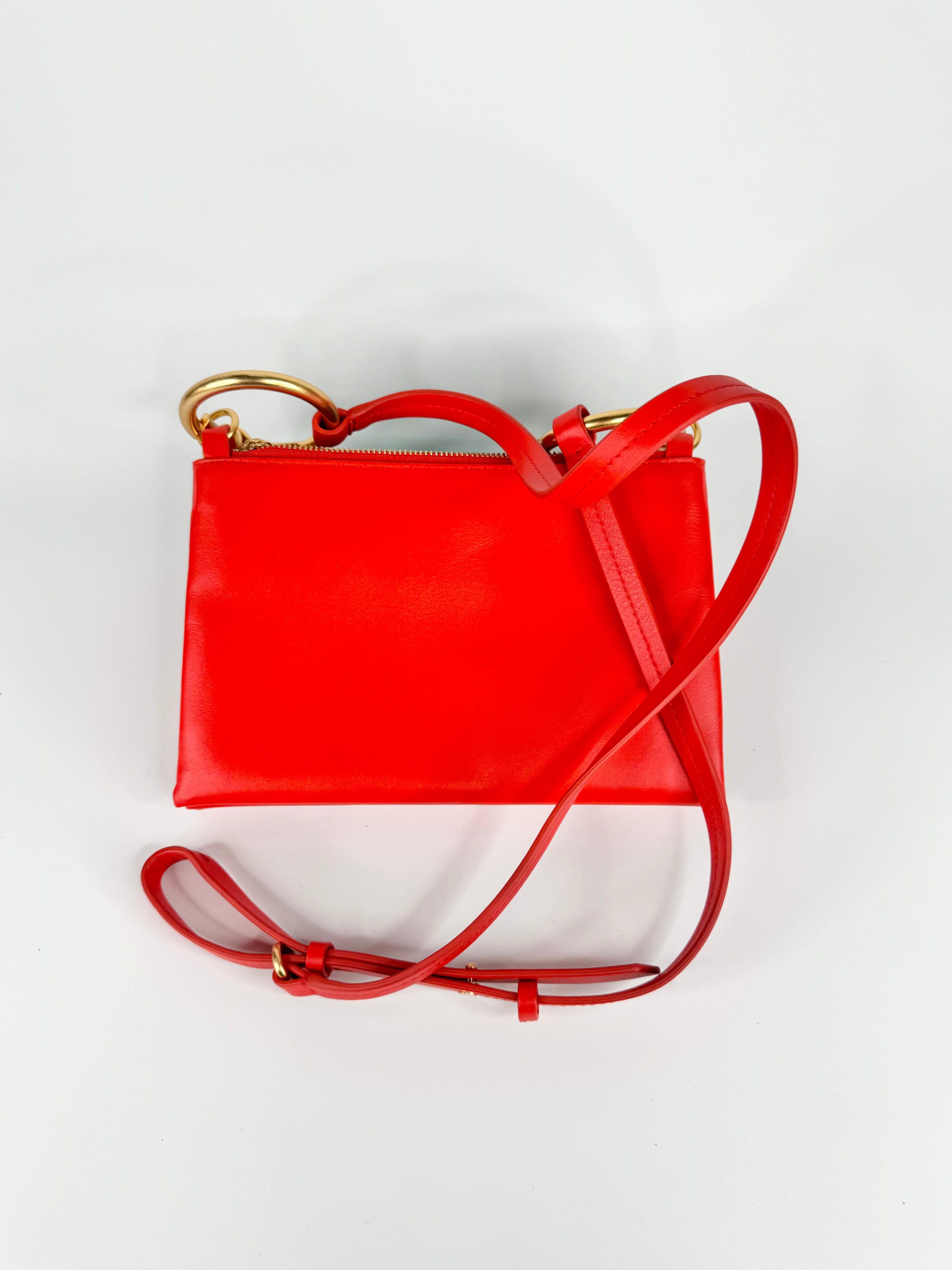 Oroton Chilli Red Smooth Leather Cross Body Bag