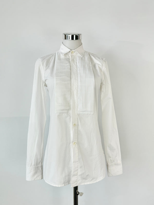 Saint Laurent White Pintuck Button Down Shirt - AU8/10