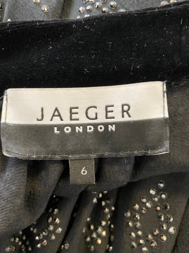 Jaeger Silk Bejewelled Black Dress - AU6