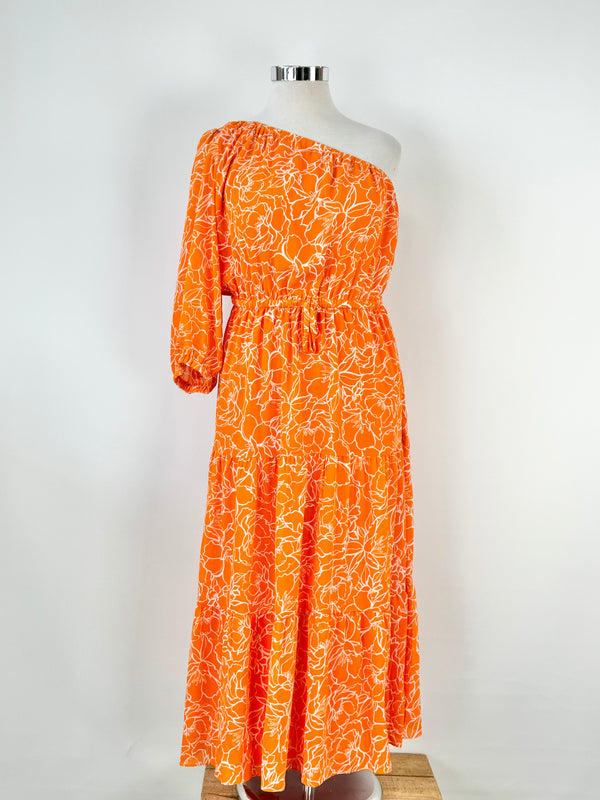 Tussah Orange Floral Off Shoulder Gown - AU14