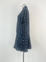 Stefanel Navy Blue & White Patterned Shift Dress - AU8/10