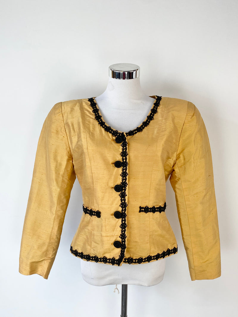 Linda Britten Antique Gold Raw Silk Blazer - AU8