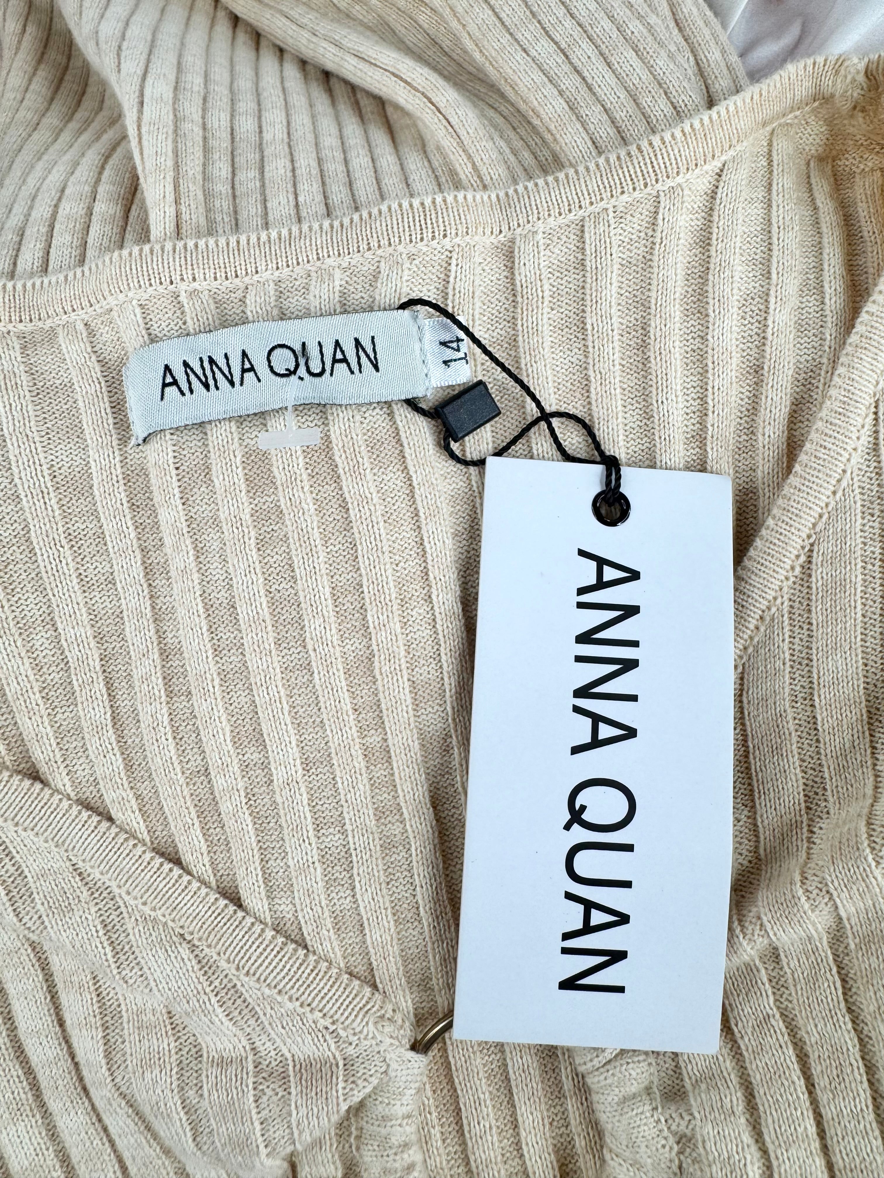 Anna Quan 'Ary' Rib Knit Short Sleeve Cut-Out Top NWT - AU14