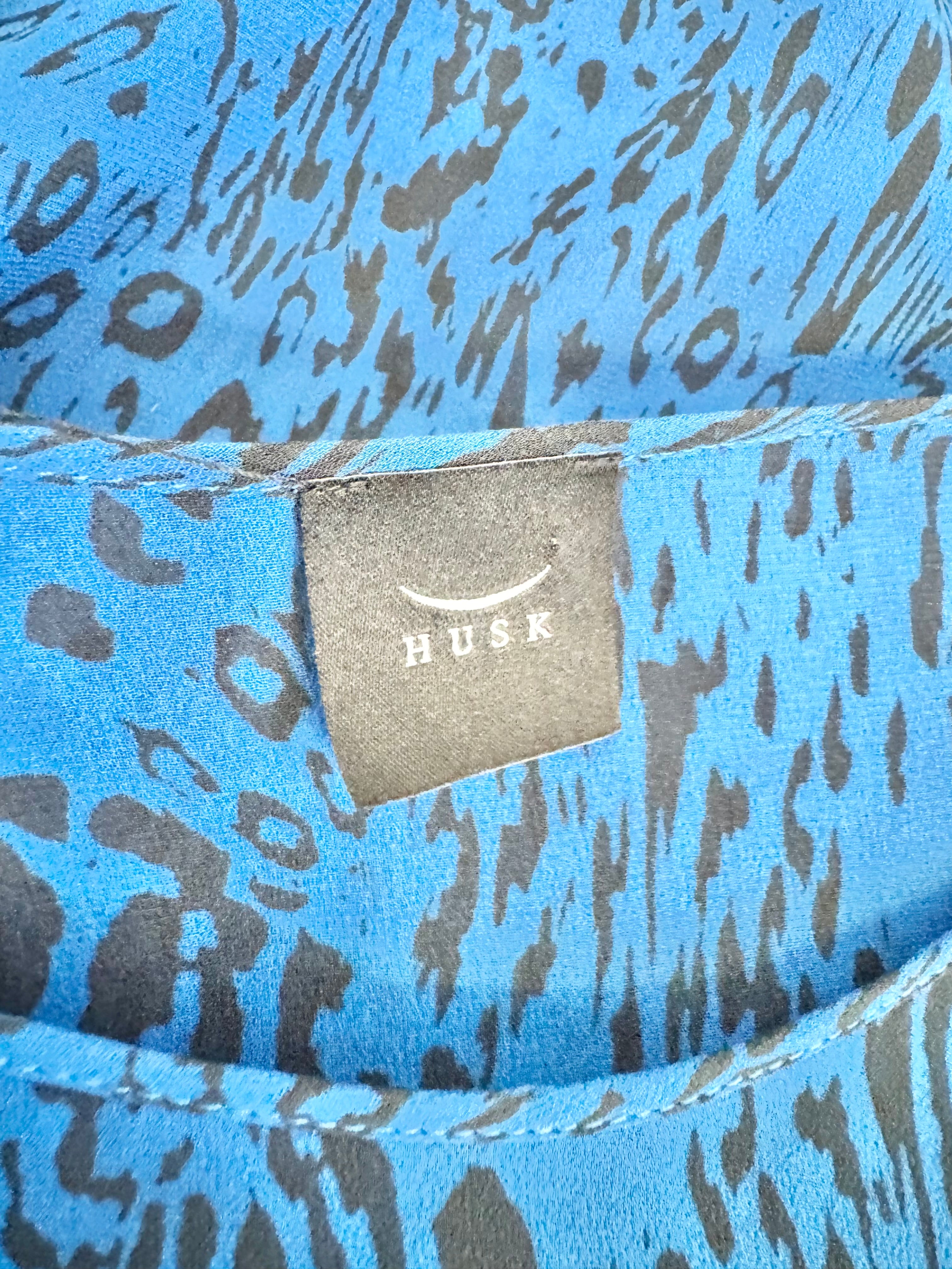 Husk Electric Blue & Black Sleeveless Leopard Print Pattern Top - AU8