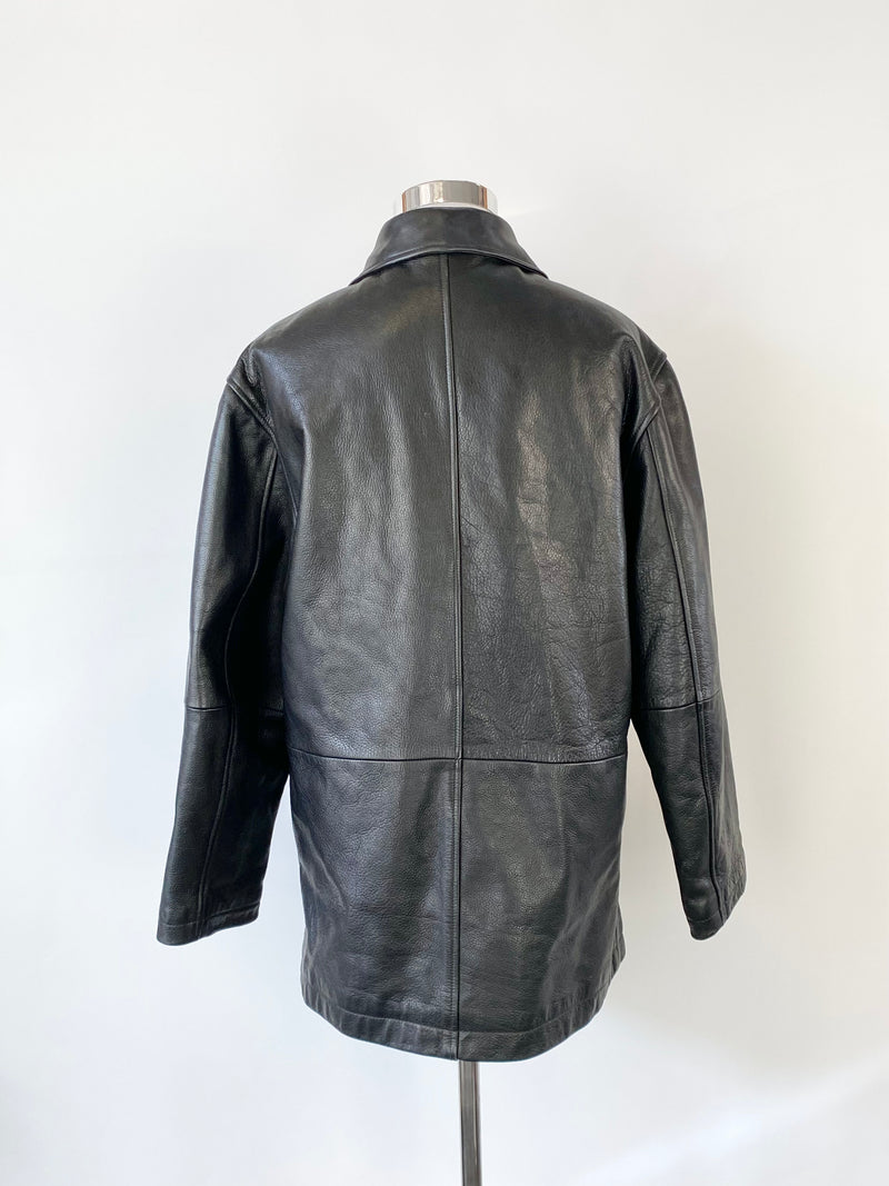 Timberland Black Leather Jacket - M