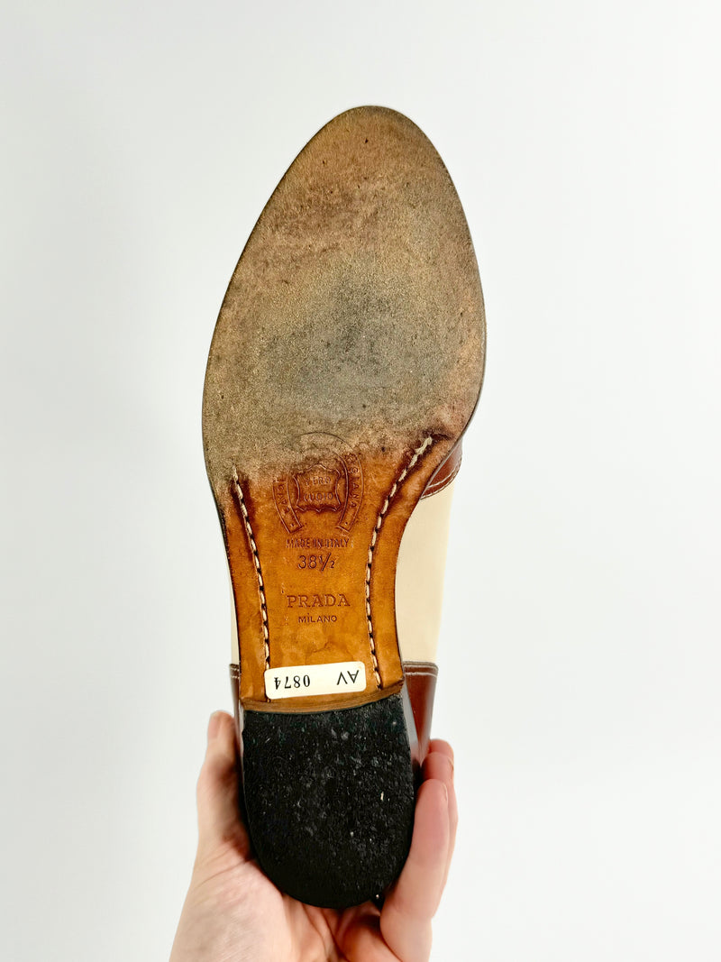 Vintage Prada Cream & Tan Loafers - EU38.5