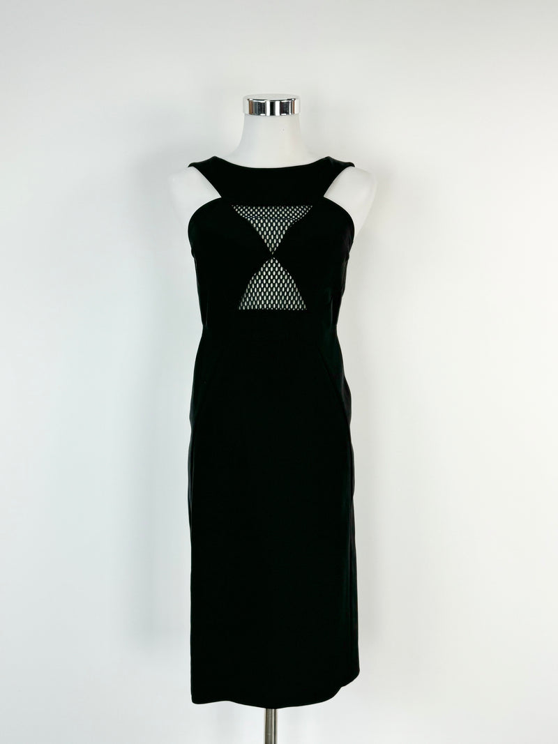 Gucci 2009 Black Mesh Panel Midi Dress - AU10