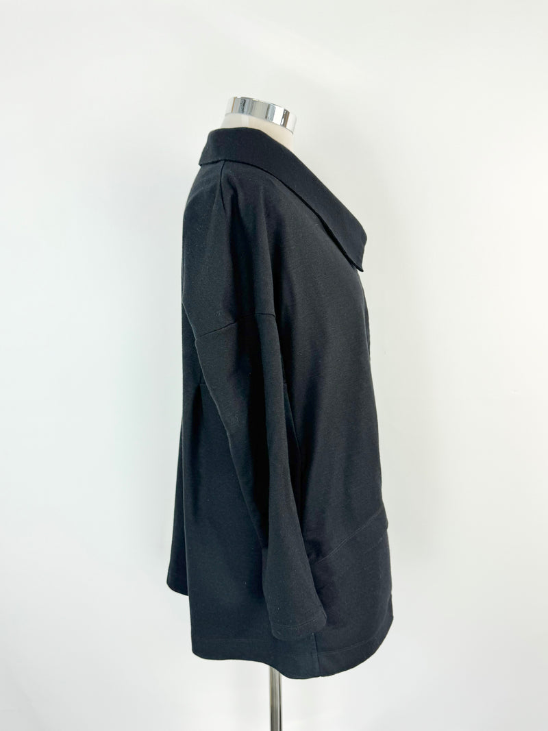 Marithé + François Girbaud Black Wool Buttoned Cardigan - AU10